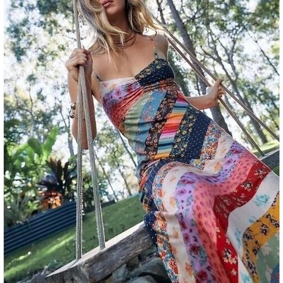 Free People Dresses New Free People Fiona Maxi Dress Confetti Combo